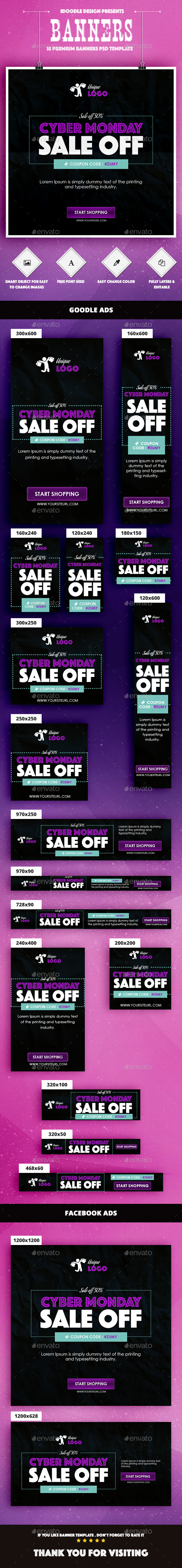 Cyber Monday Banners Ad - Banners & Ads Web Elements