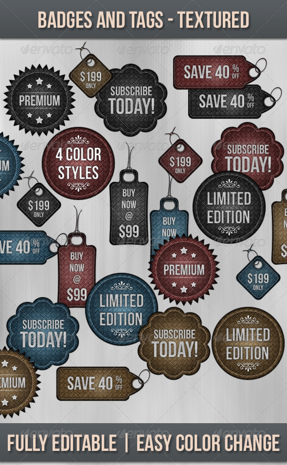 Badges and Tags - Textured - Badges & Stickers Web Elements
