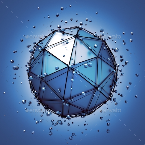 Low Poly Metal Sphere With Chaotic Structure. - Abstract Backgrounds