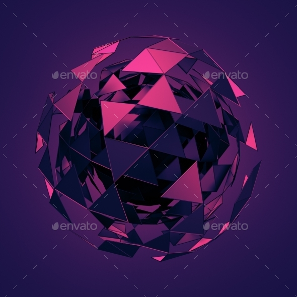 Low Poly Sphere With Chaotic Structure. - 3D Backgrounds