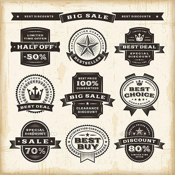 Vintage Sale Labels Set - Decorative Symbols Decorative