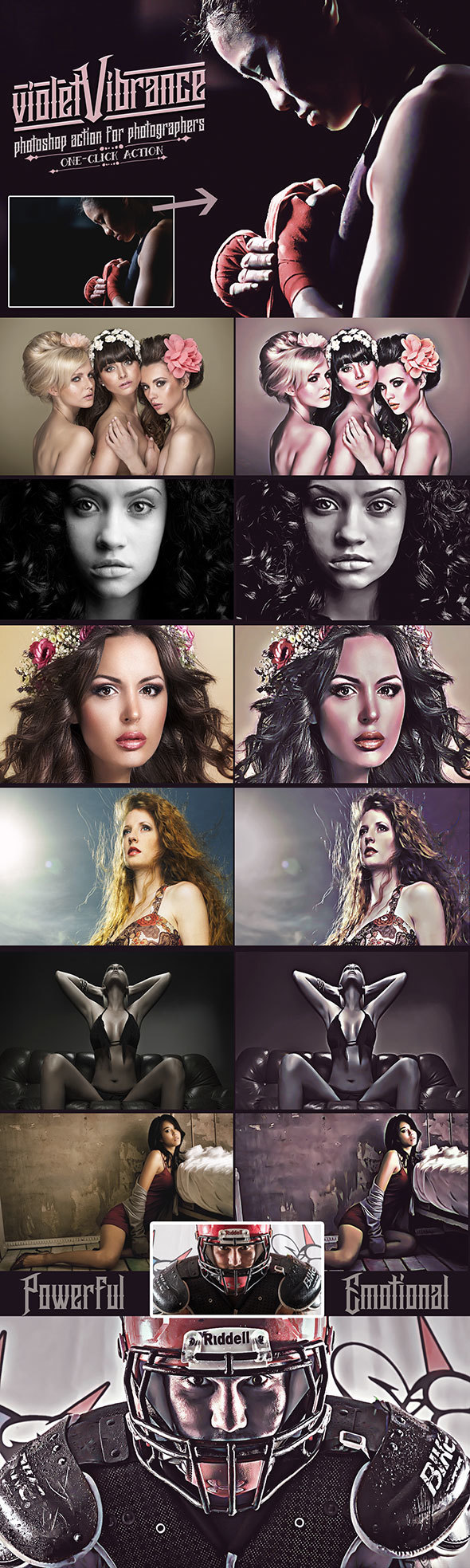 VioletVibrance Photoshop Portrait Actions - Photo Effects Actions
