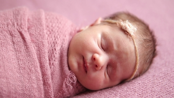 Cute Newborn Baby Girl Sleeping alt