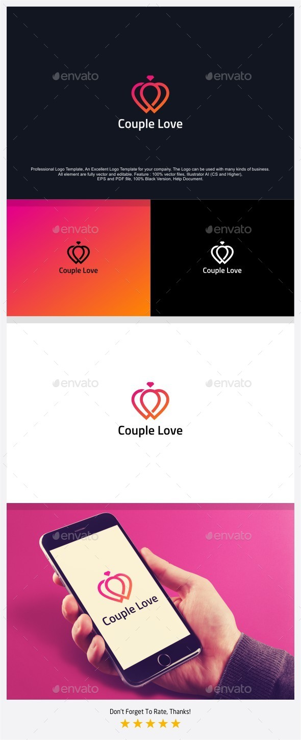 Couple Love - Love Ring Logo - Symbols Logo Templates