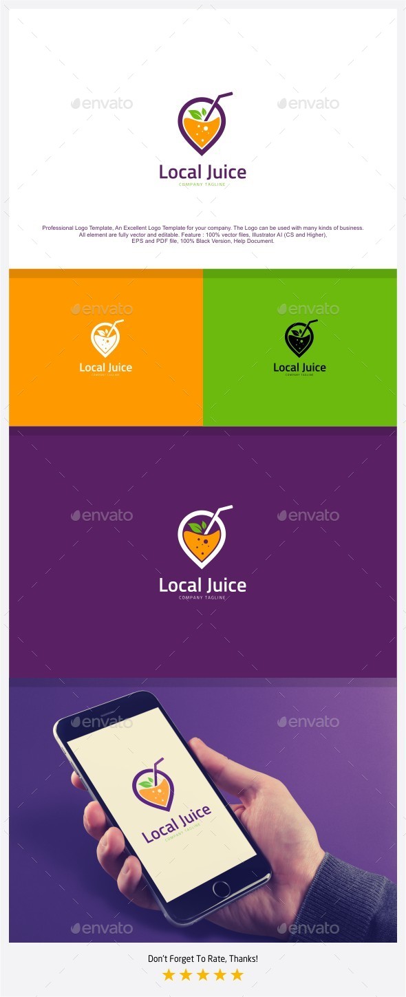 Local Juice - Juice Location Logo - Food Logo Templates