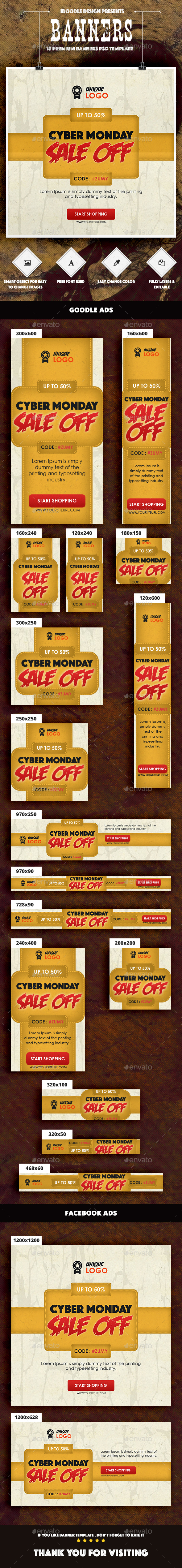 Cyber Monday Banners Ad - Banners & Ads Web Elements
