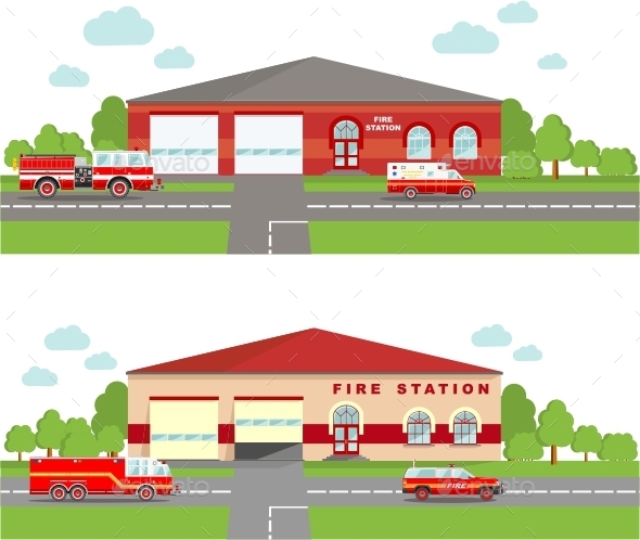 Fire Station Emergency Concept. - Buildings Objects