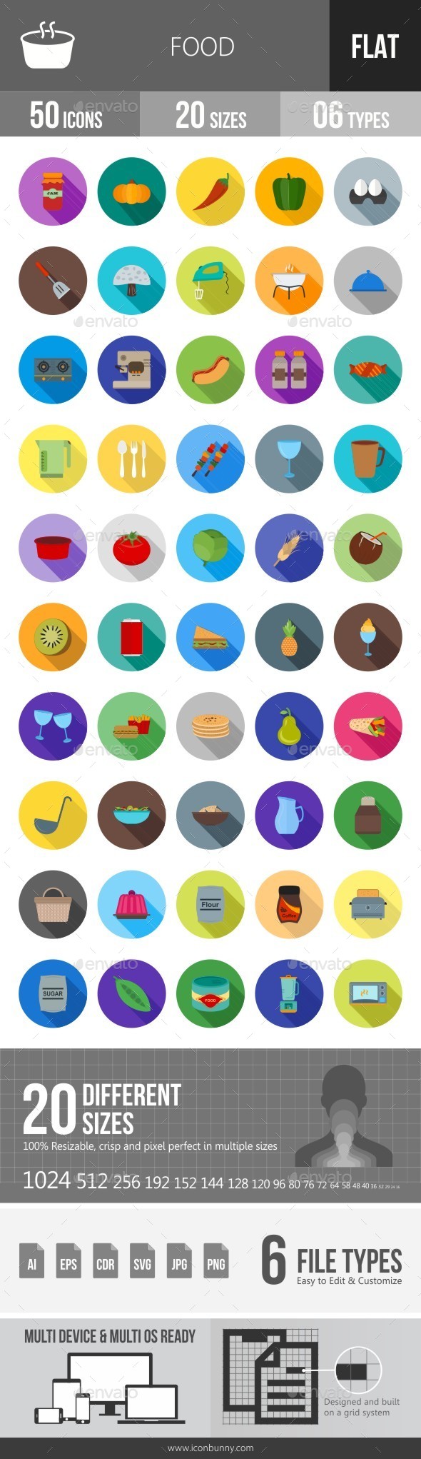 Food Flat Shadowed Icons - Icons