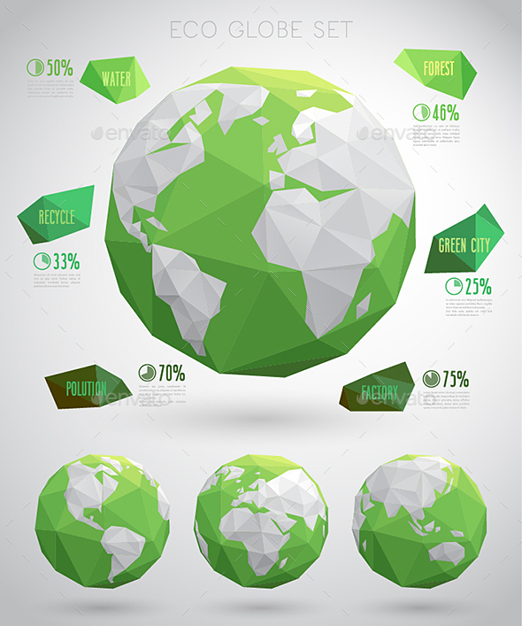 Set of Vector Eco Globes - Travel Conceptual