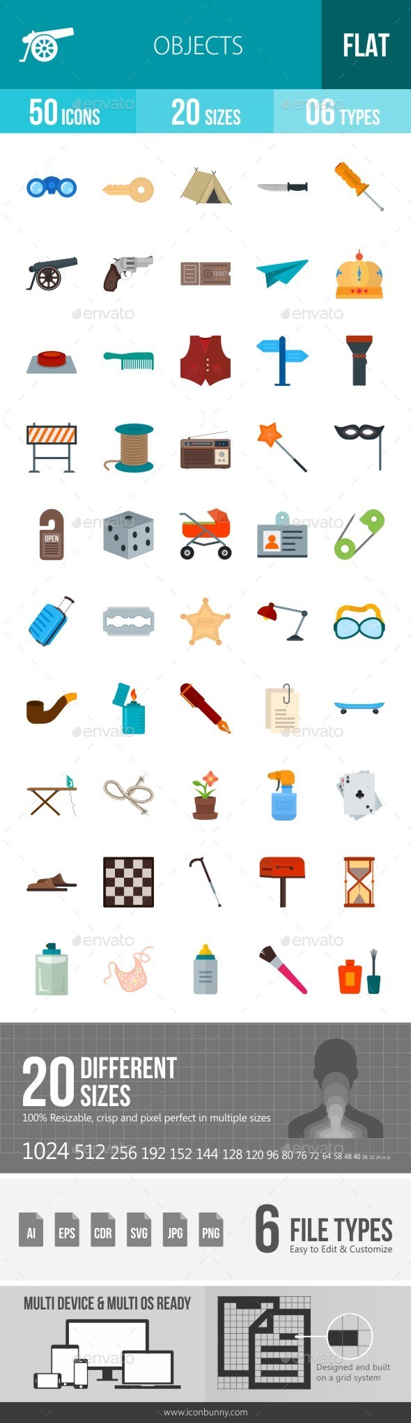Objects Flat Multicolor Icons - Icons