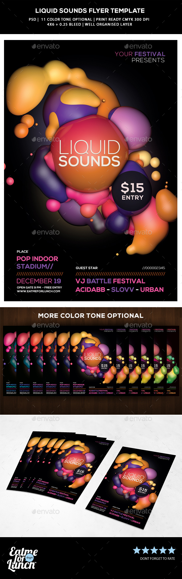 Futuristic Abstract Flyer Template - Liquid Sound - Clubs & Parties Events