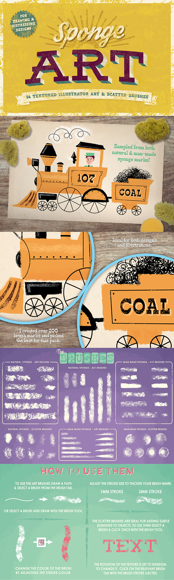 Sponge Brushes - Brushes Illustrator