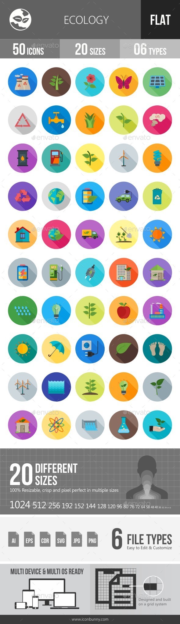 Ecology Flat Shadowed Icons - Icons
