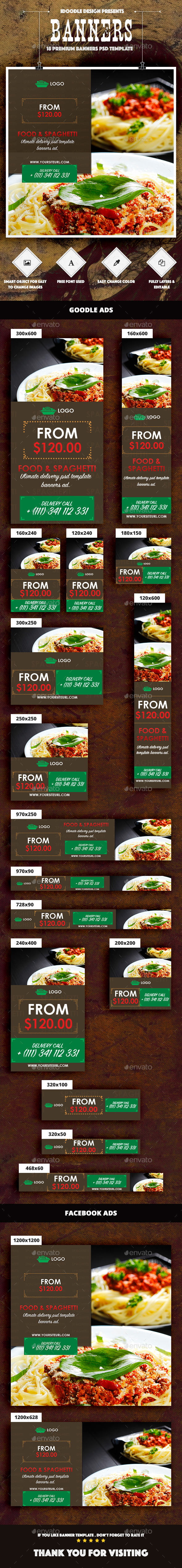 Food & Restaurant Banners Ad - Banners & Ads Web Elements