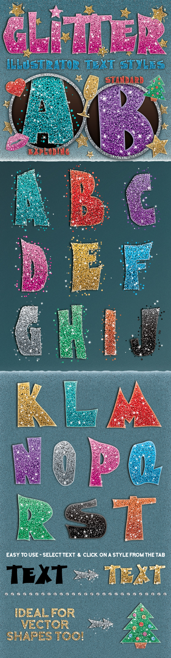 Glitter Styles - Styles Illustrator