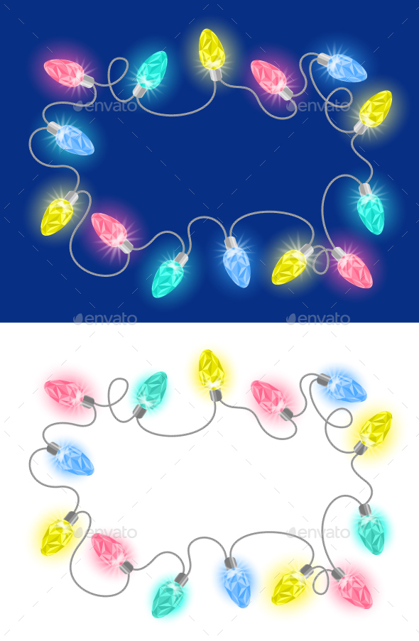 Christmas Lights Bulbs Garland Frame - Christmas Seasons/Holidays