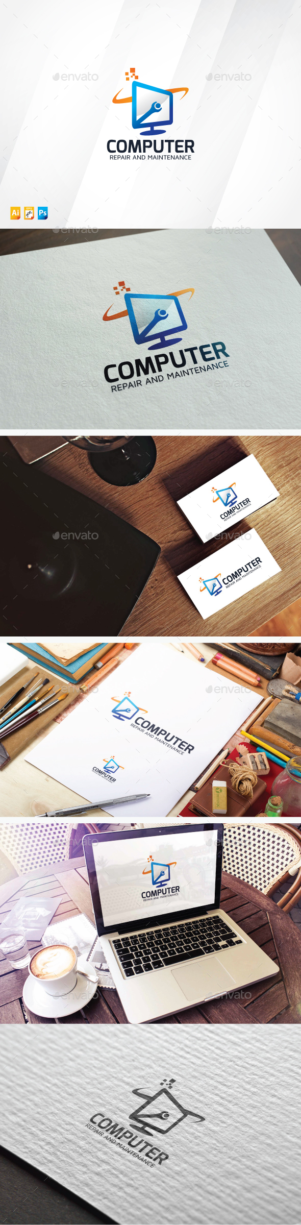 Computer Maintenance - Objects Logo Templates