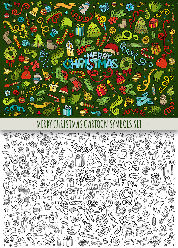 Merry Christmas Doodles Objects Set - Christmas Seasons/Holidays