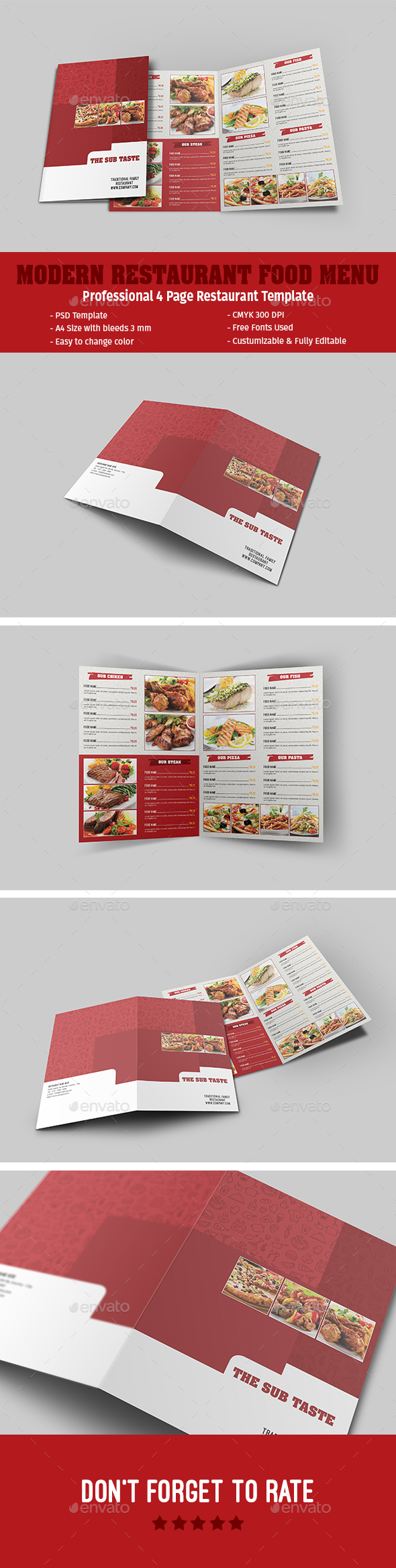 Modern Restaurant Food Menu - Food Menus Print Templates