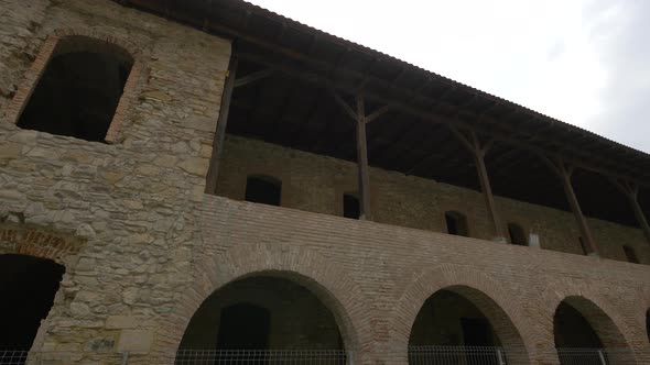 Old wall inside Fagaras fortress alt