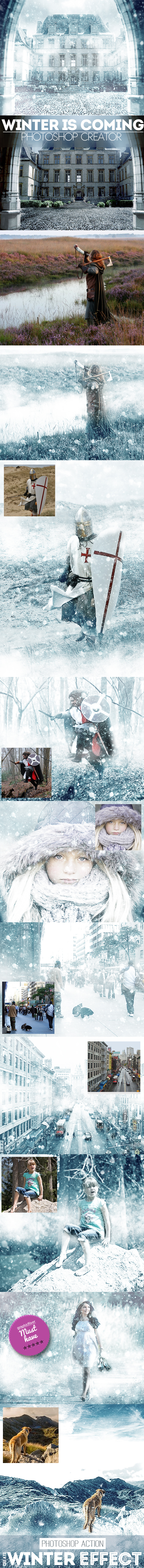 Winter is Coming Photoshop Snowing Effect Action - Photo Effects Actions