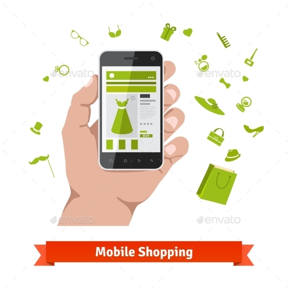 Woman Mobile Online Shopping - Retail Commercial / Shopping