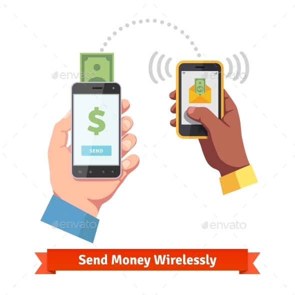 People Sending and Receiving Money with Smartphone - Communications Technology