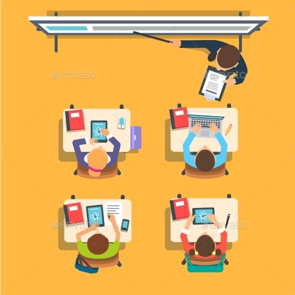 Teacher in Front of Children in a Classroom - People Characters