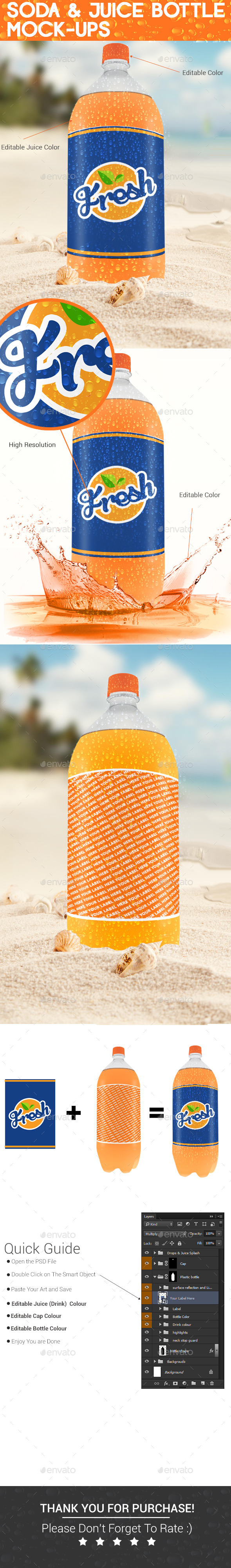 Soda & Juice Bottle Mock-ups - Food and Drink Packaging