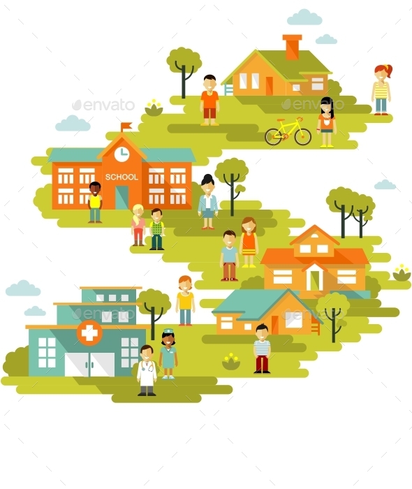 Town Map Background - Buildings Objects
