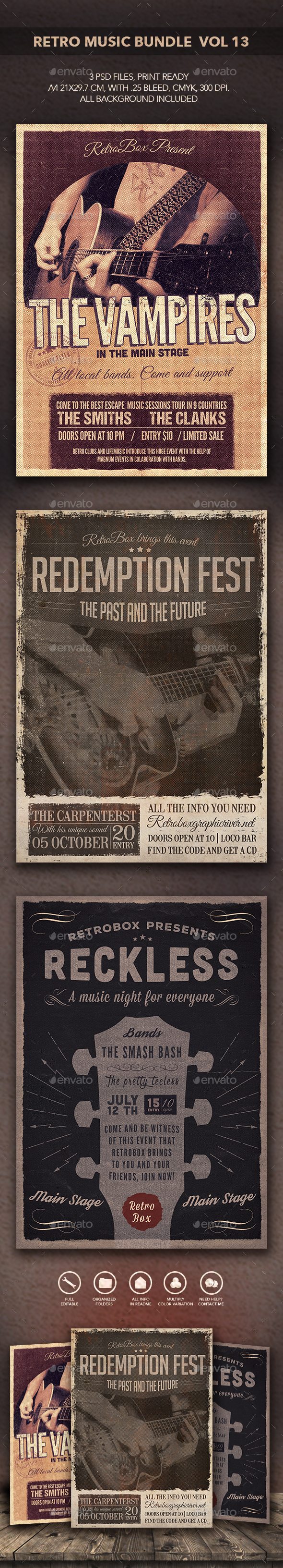 Retro Music Bundle vol 13 - Flyers Print Templates