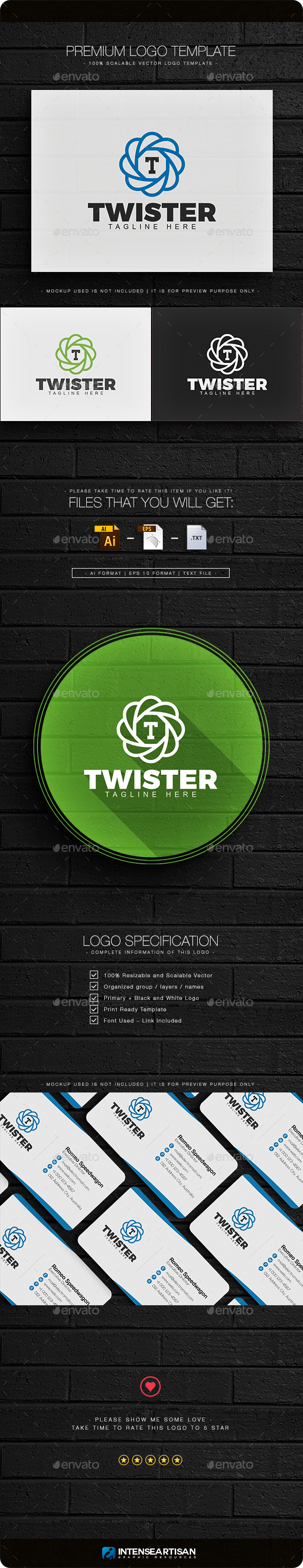 Twister - Letter T Logo - Letters Logo Templates