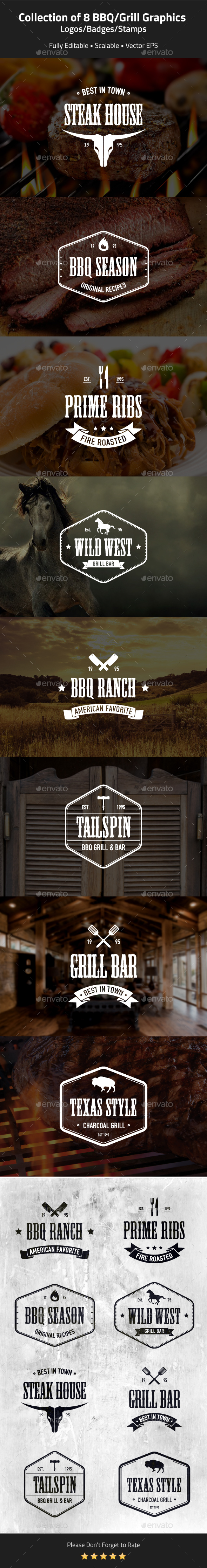 BBQ and Grill Badges, Stamps - Badges & Stickers Web Elements