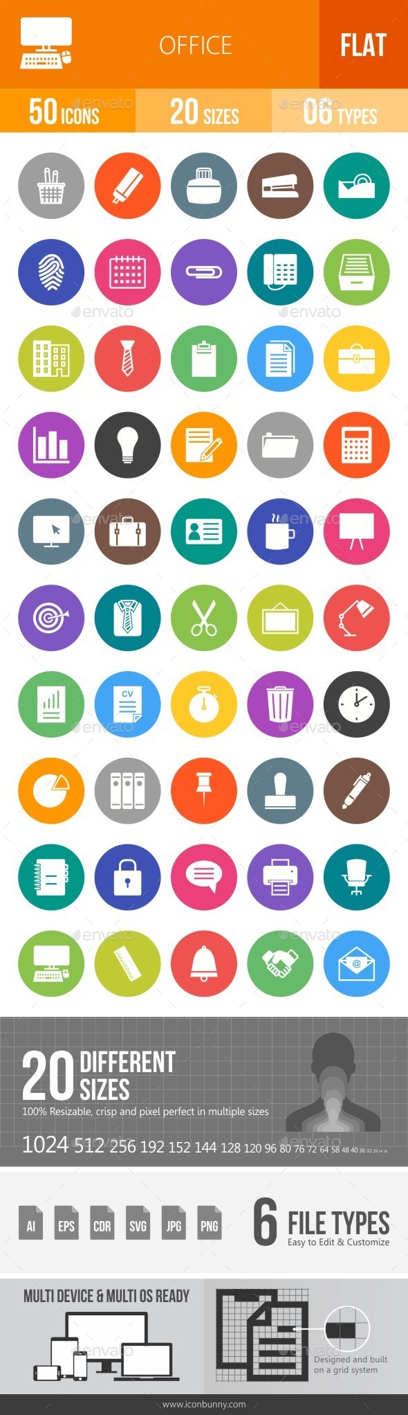 Office Flat Round Icons - Icons