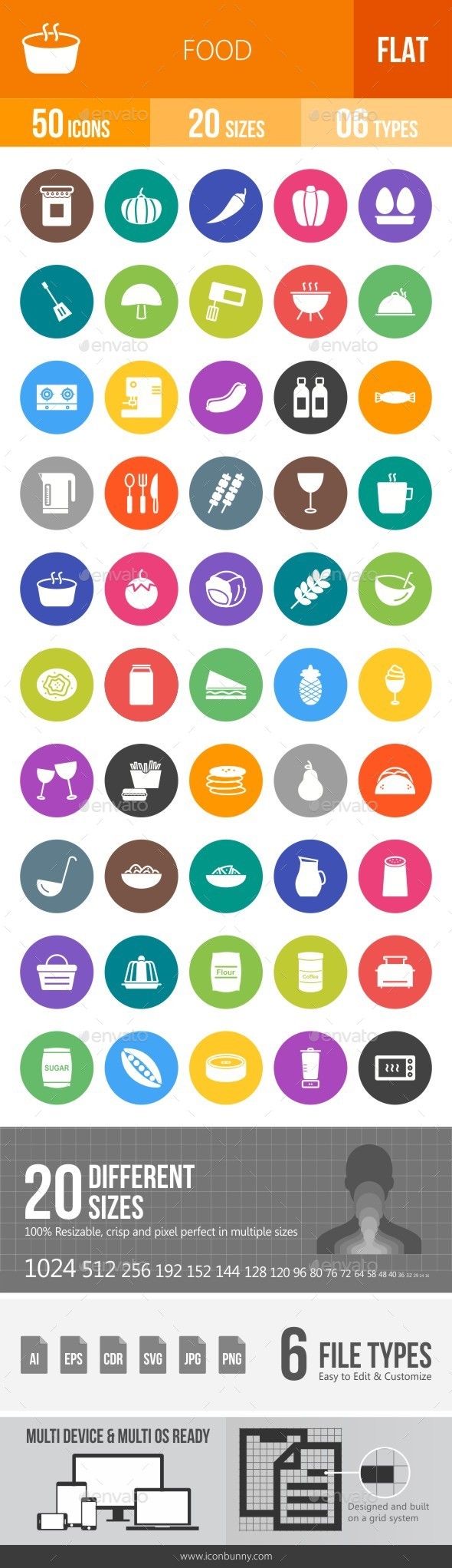 Food Flat Round Icons - Icons