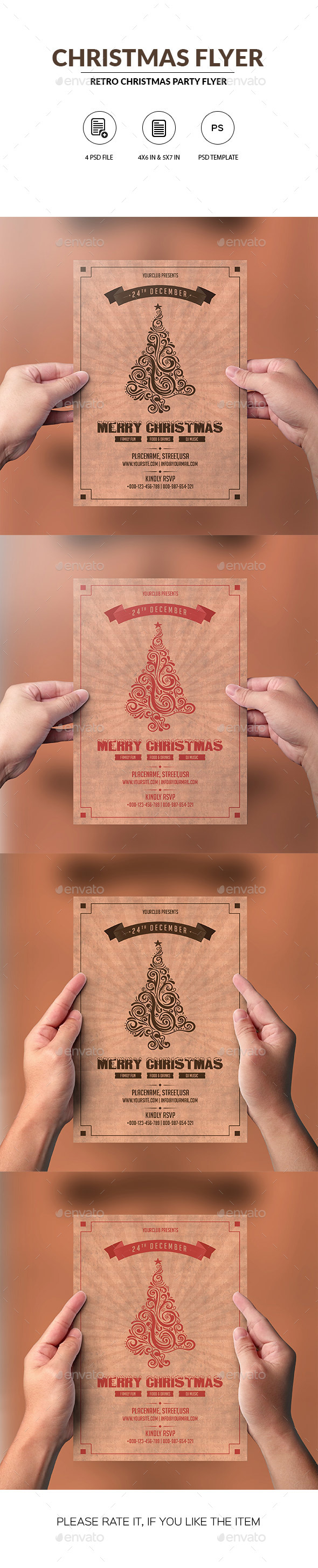 Retro Christmas Party Invitation Flyer - Clubs & Parties Events