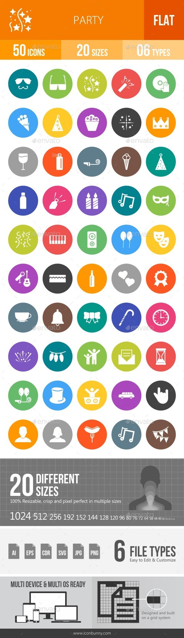 Party Flat Round Icons - Icons