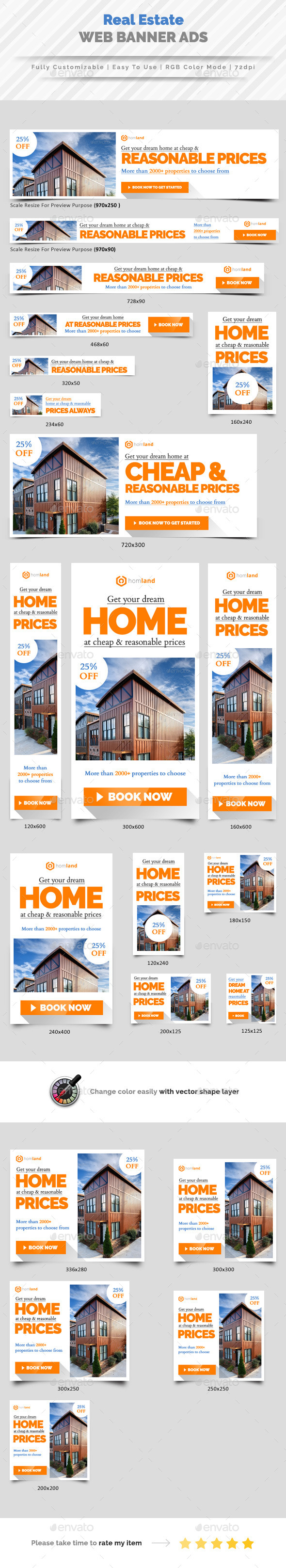 Real Estate Agency Web Banner Ads - Banners & Ads Web Elements