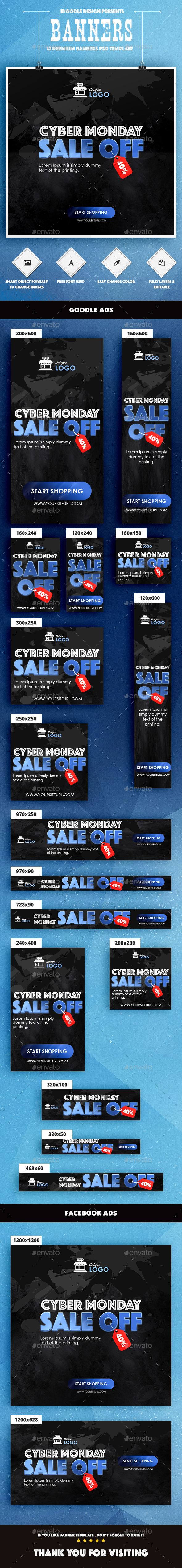 Cyber Monday Banners Ad - Banners & Ads Web Elements