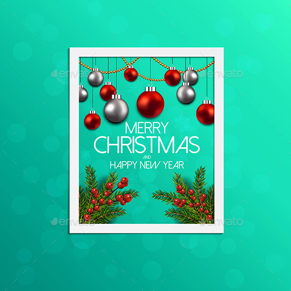 Christmas Label Made of Pine Branches - New Year Seasons/Holidays