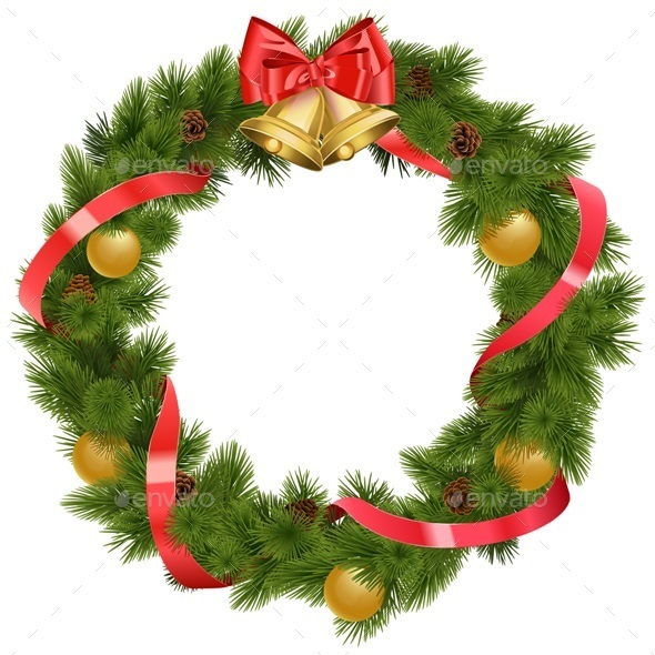Vector Christmas Wreath with Bells - Christmas Seasons/Holidays