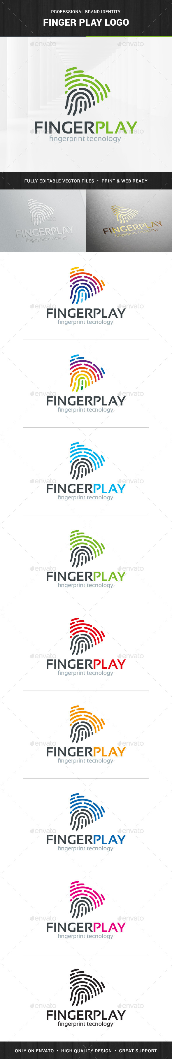 Fingerprint Play Logo Template - Abstract Logo Templates