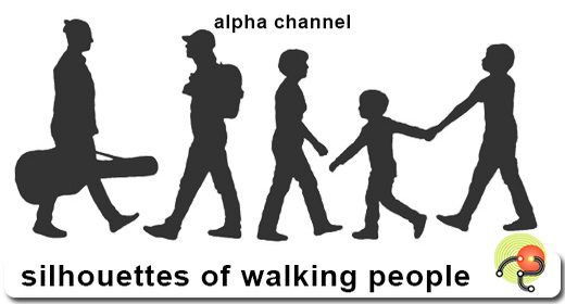 Silhouette of walking people
