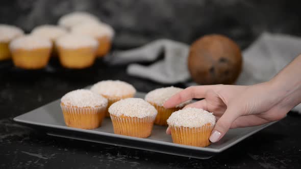 Tasty Homemade Muffins with Coconut Powder. Healthy Breakfast alt