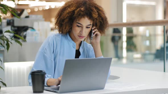 African American Girl Student Curly Business Woman Multitasking Female Manager Worker Consultant alt