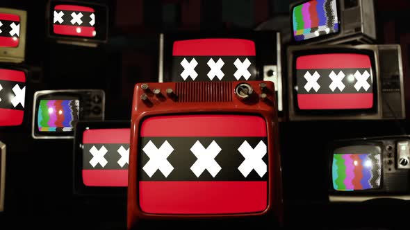 Flag Of Amsterdam and Retro TVs. alt