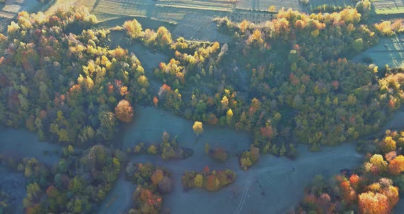 A Panoramic View of a Mountain Landscape in Autumn From the Viewpoint of a Forest alt