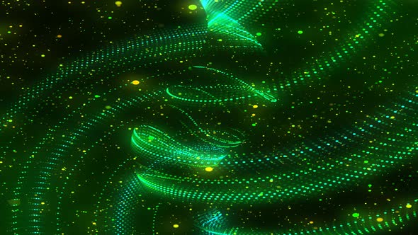 Motion Graphics Glowing Particle Green Background Animation