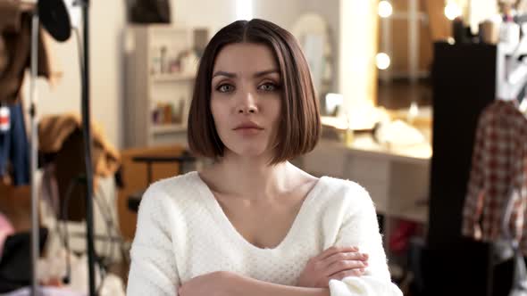 Portrait of Woman with Short Haircut alt