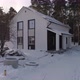 Drone shot of new white modern residential house at winter near the forest 16 - VideoHive Item for Sale